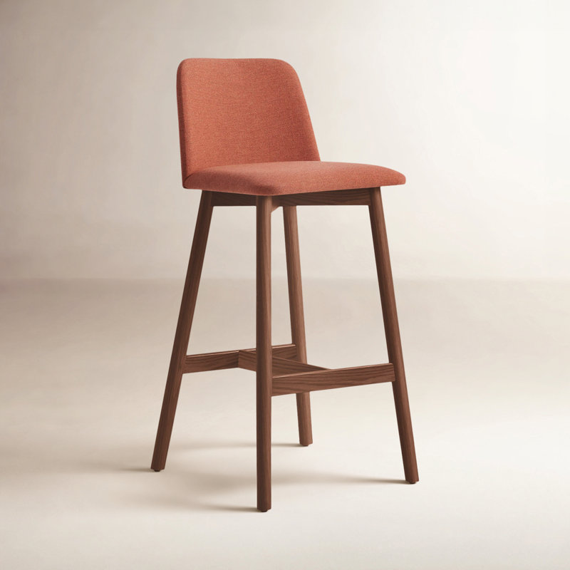 Chip Stool, Bar Stool (31" Seat Height), Walnut, Toohey Tomato Plainweave