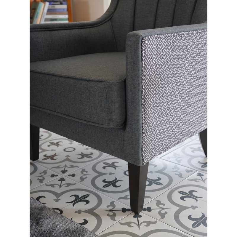 Palmer 29.5'' Wide Wingback Chair, Gray Polyester Blend