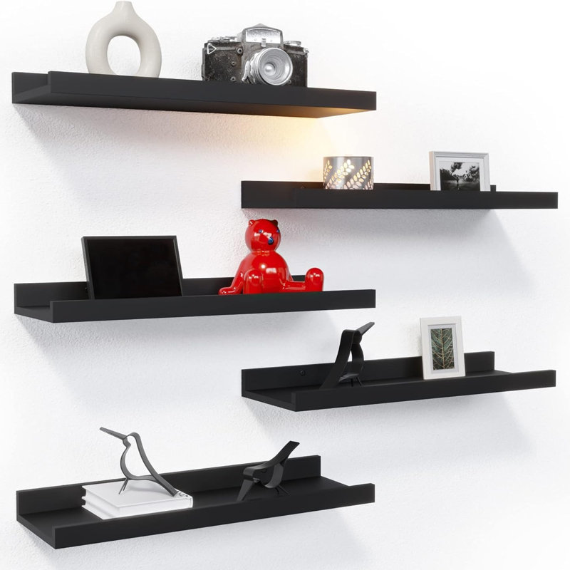 Tablettes flottantes, 5 pièces, noir