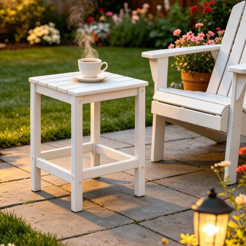 Table d'appoint 14 po x 13 po toutes saisons Adirondack, Blanc