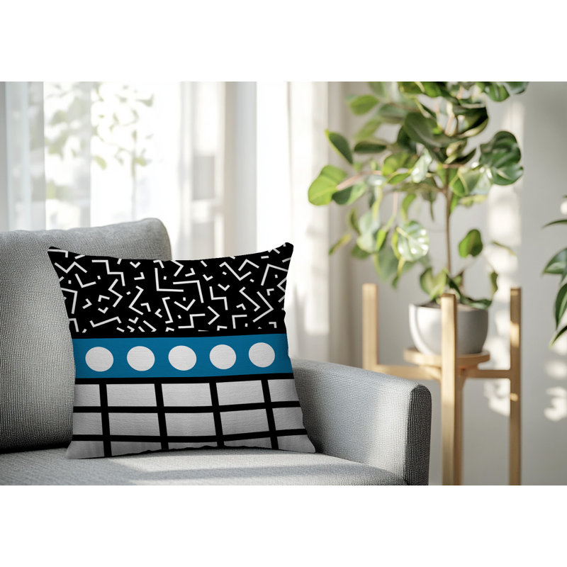 Oreiller carré réversible intérieur / extérieur Poptik, Carré 16 po, Turquoise