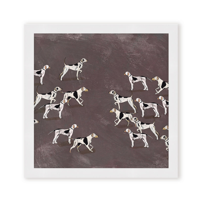 Nature Inspired Modern Ensemble: Sleek Hound Soirée, 36" H x 36" W, Framed Matted Print, Gold