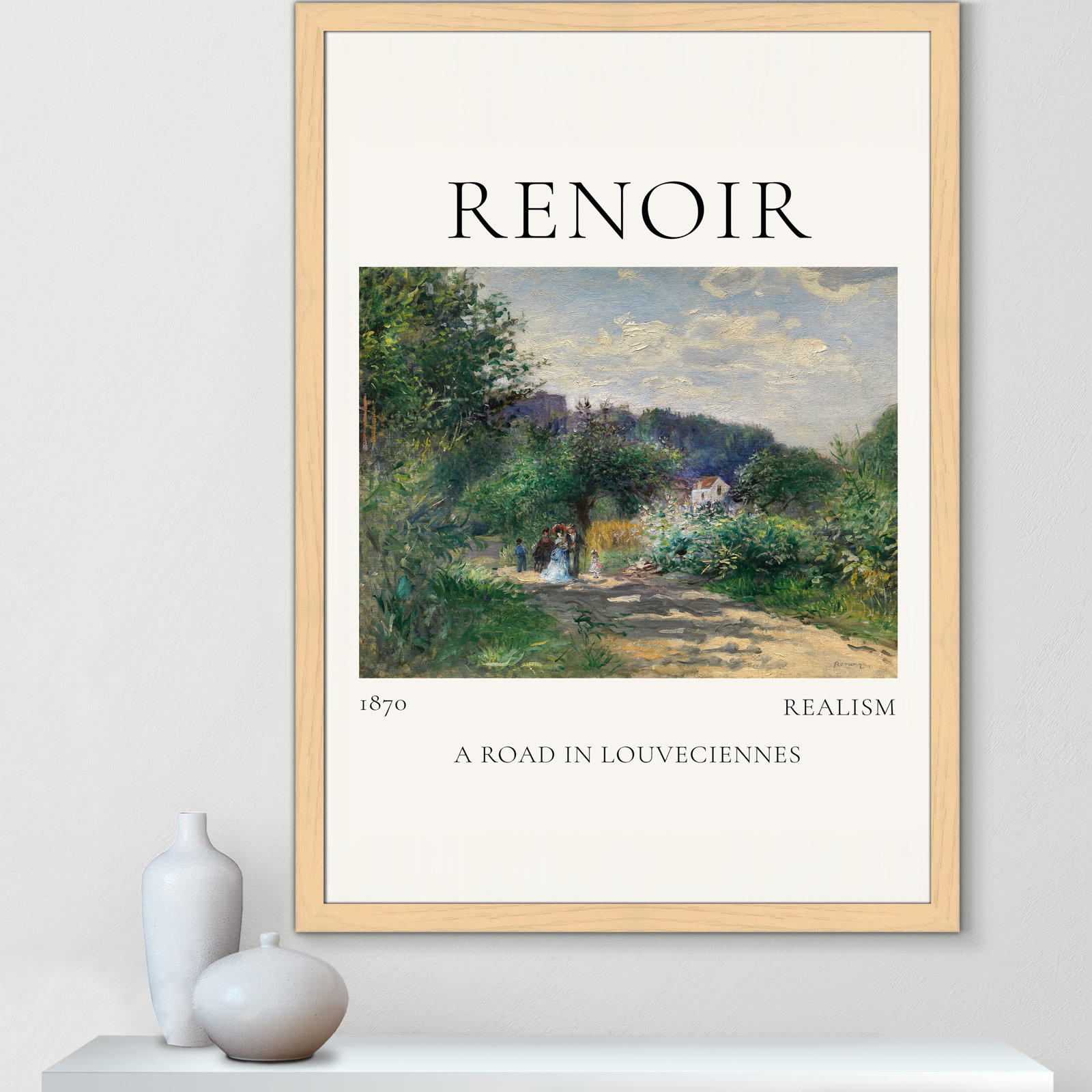 Rocchetto "A Road in Louveciennes" Print, Natural Single Picture Frame, No, 49" H x 35" W x 1.25" D