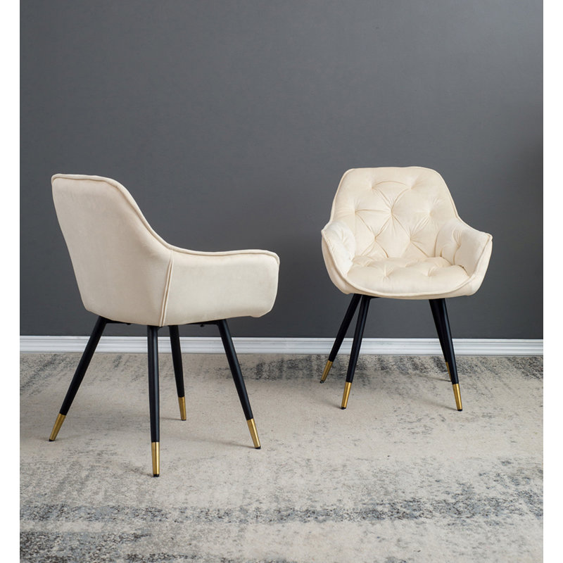 18'' H Tufted Velvet Armchair, White