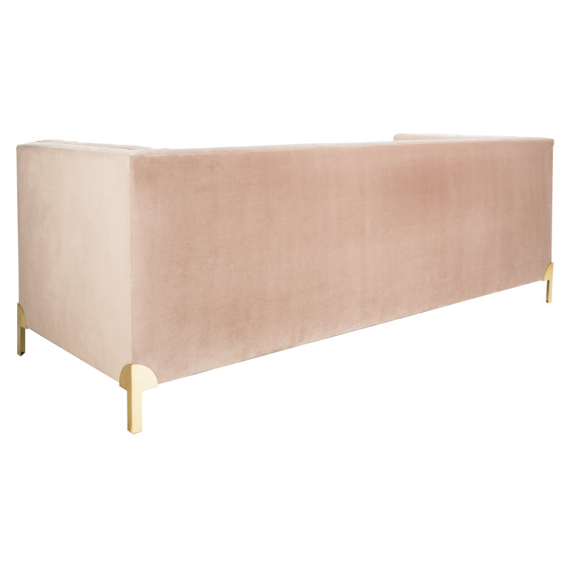 Luanna 87'' Light Grey Quilted Upholstered Sofa with Gold Legs