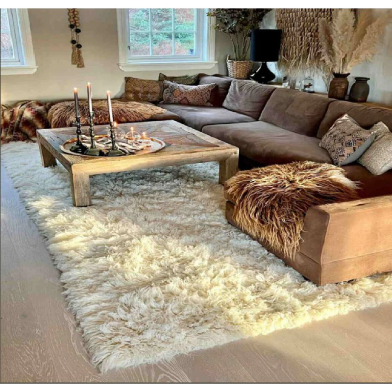 Stylish flokati rugs in popular sizes. Soft and fluffy 3” pile. 100% wool. Natural wool area rug, Rectangle 8' x 10'
