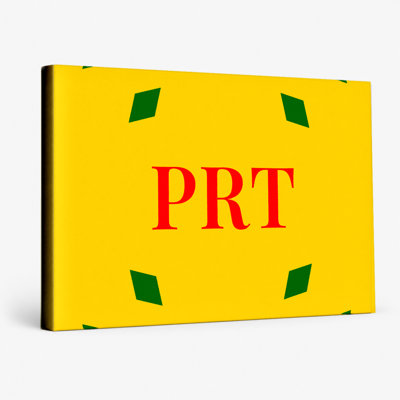 Portugal World Flag Luxury Diamond Monogram — Green Yellow Red — Canvas Wall Art
