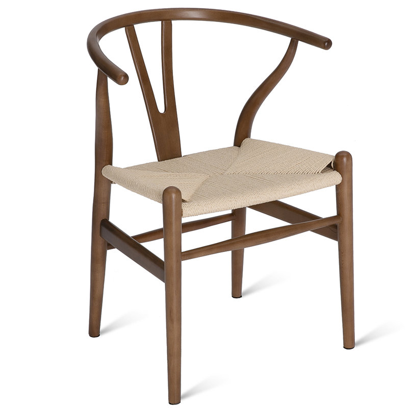 Chaise en bois massif Gunnur, Beige / noyer
