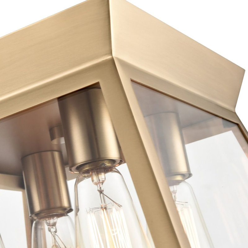 Plafonnier encastré en verre Lucian, Laiton brossé
