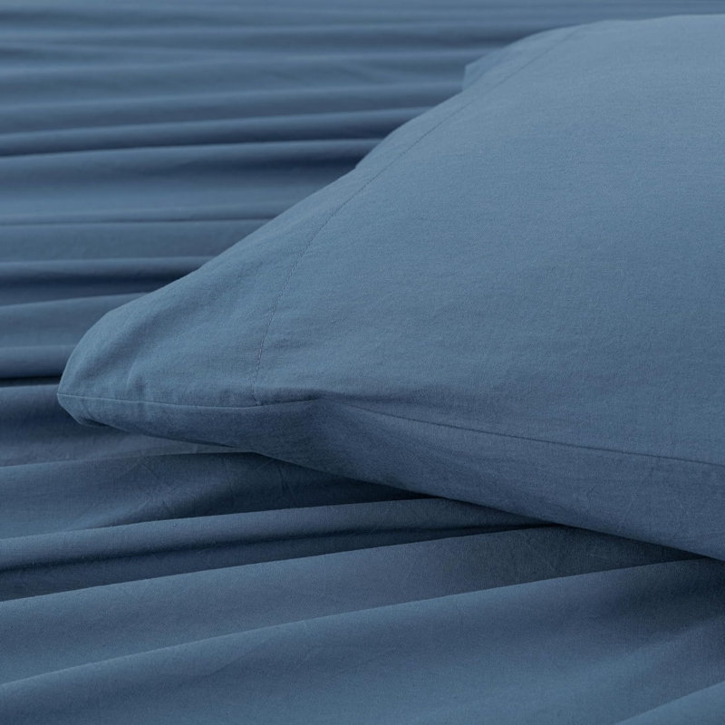 Nurit 100% Washed Cotton Sheet Set, Blue, California King