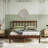 Walnut Finish Solid Wood Queen Bed Frame With Wavy Headboard, No Box Spring Needed, Bamboo & Metal-864712415