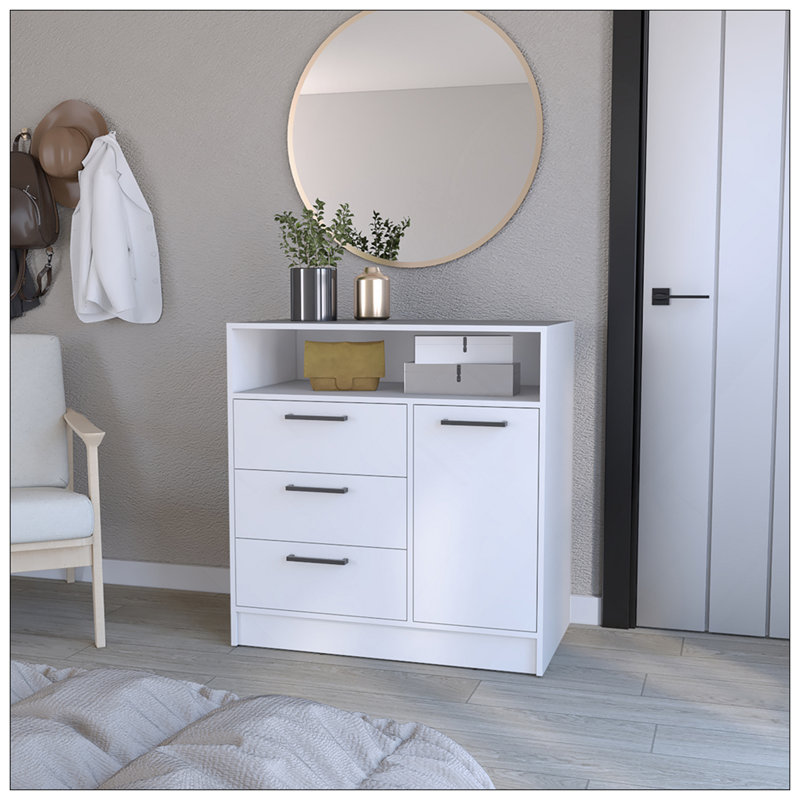 Commode à tiroirs Torrey, chambre à coucher, blanc, Blanc