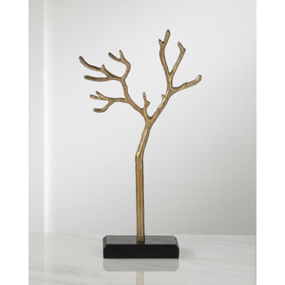 Arbre - Support à bijoux en métal avec base en bois