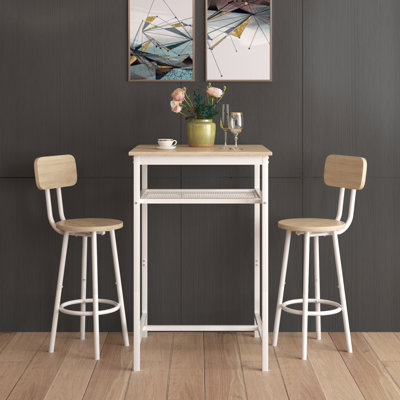 Bar table, equipped with 2 bar stools with backrest and partition