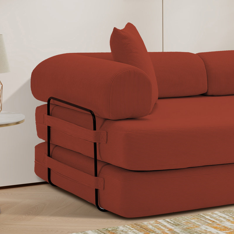 Canapé convertible en velours côtelé Boneless, Rouge