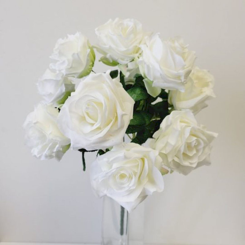 Tiges de bouquet de roses, H 17 po x l 12 po x P 12 po, Crème