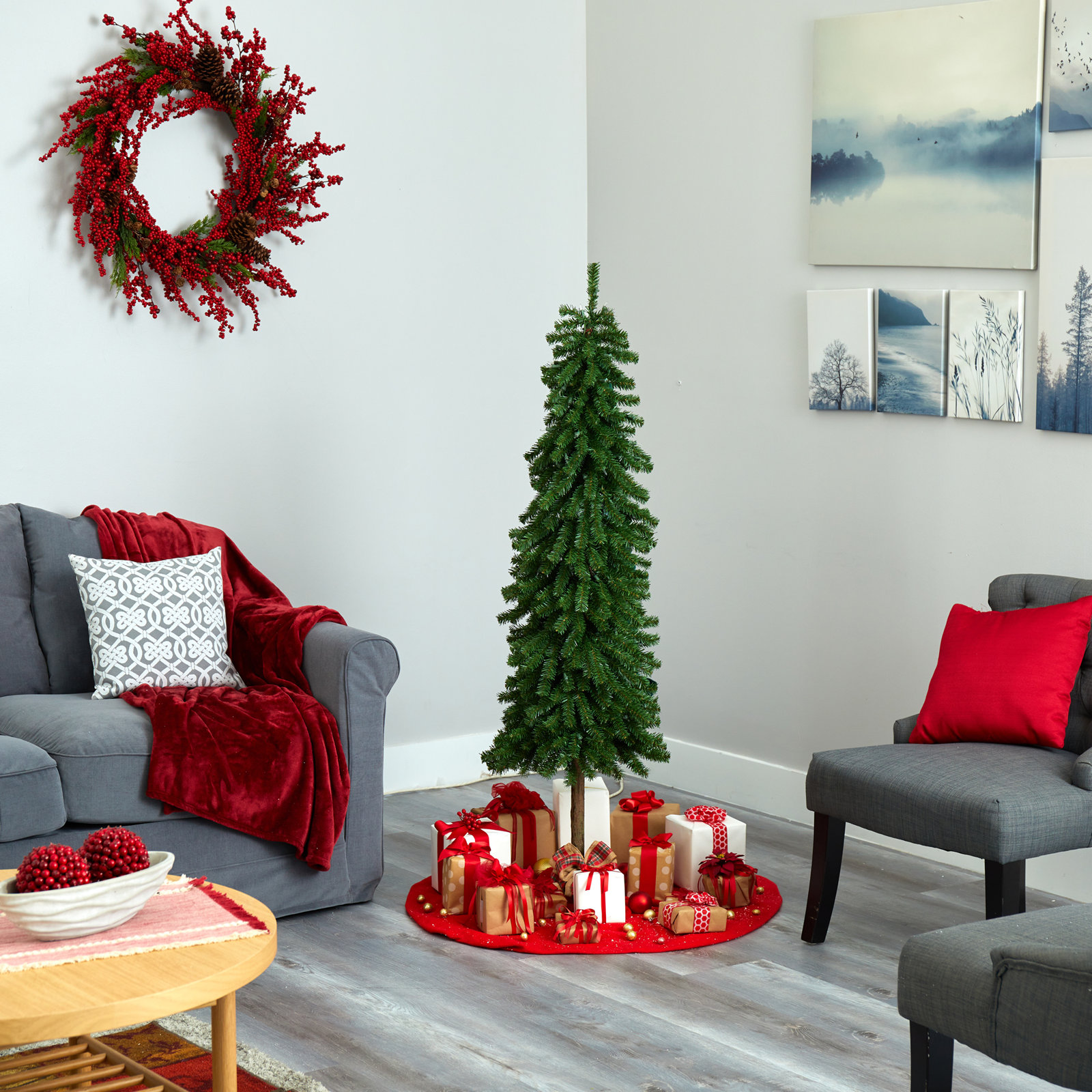 Easy Set-Up Lighted Christmas Tree, 5' H