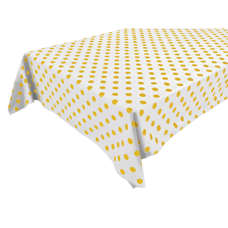 Polka Dots Print Tablecloths, 144" L x 58" W, Yellow/White