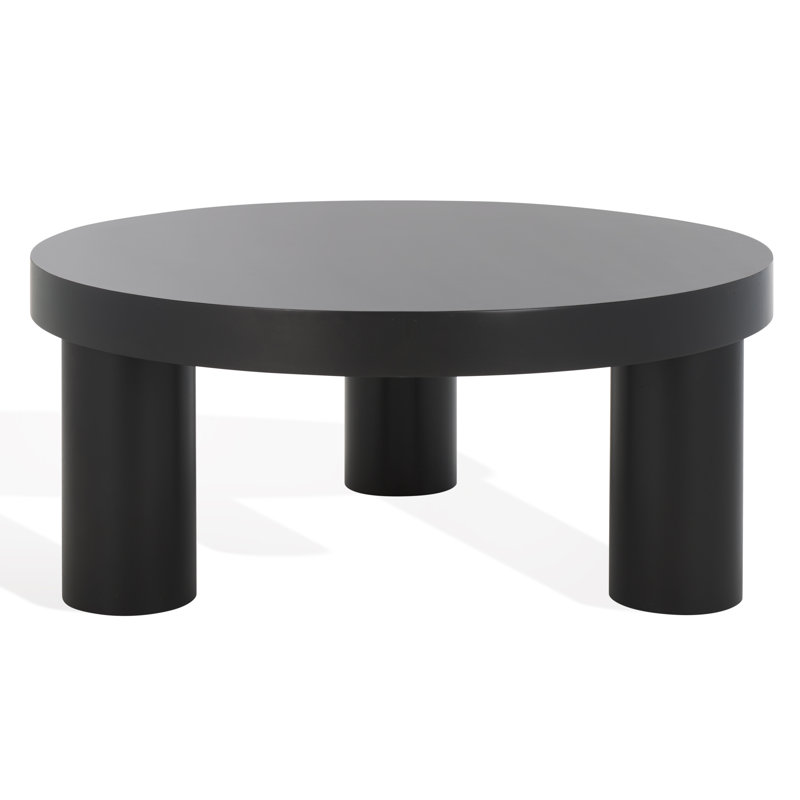 Rutherford Round 3 Leg Wood Coffee Table, Black