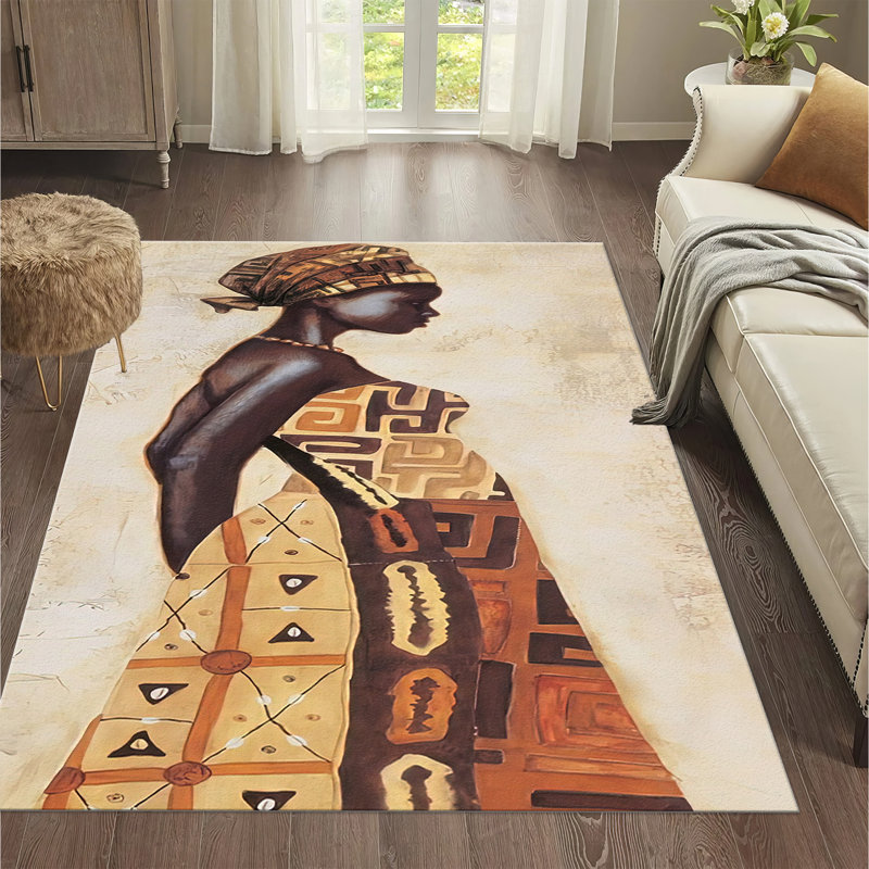Soft Printed Goblen Fabric Rug with Dramatic Bloom Design in Soft Hues Offering an Elegant Touch for Any Interior Space