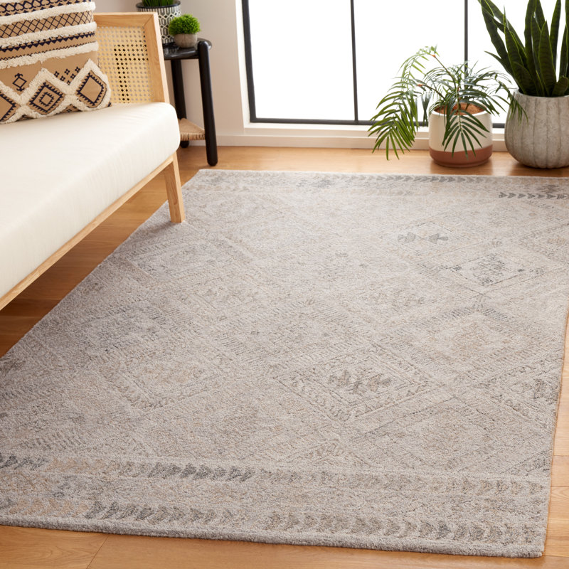 Tapis à motif géométrique abstrait touffeté à la main Khrissa, Rectangle 8 pi x 10 pi