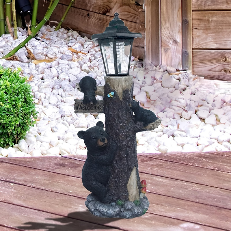 Statue d'ours Aslley avec lumières à énergie solaire, Black Bear