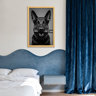 Animals German Shepherd Holding Gun In Mouth