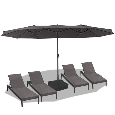 15'x9' Extra-Large Patio Umbrella with UV-Resistant Canopy and Heavy-Duty Steel Frame