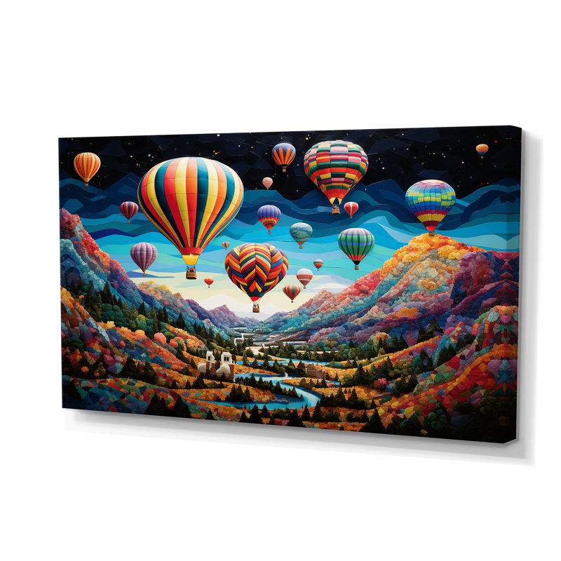Art sur toile ballon bleu sarcelle - montgolfière
