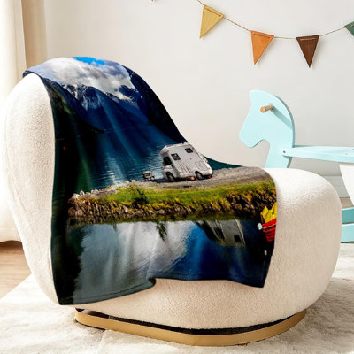 Jeté en molleton transparent ultra doux, imprimé voyage simple en famille