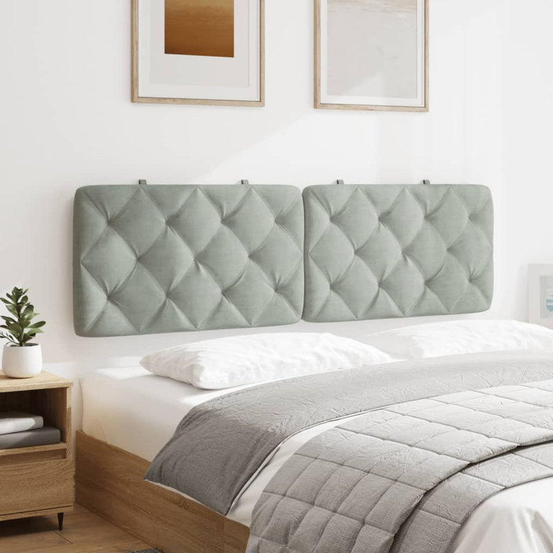 vidaXL Headboard Cushion Piran Light Grey 152 cm Velvet, Queen, Light Gray