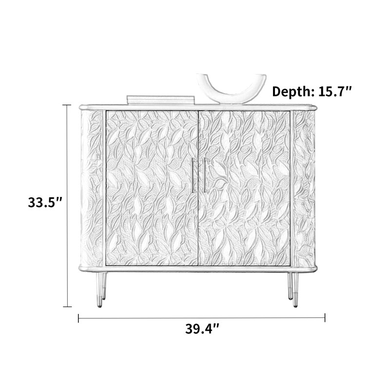Simple Light Luxury Multi-functional Decor Cabinet, Gold/Champagne silver