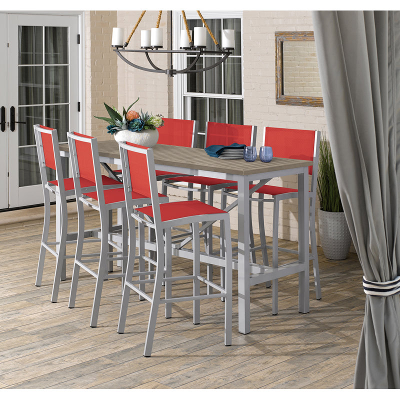Travira Aluminum Bar Table, Teakwood Vintage