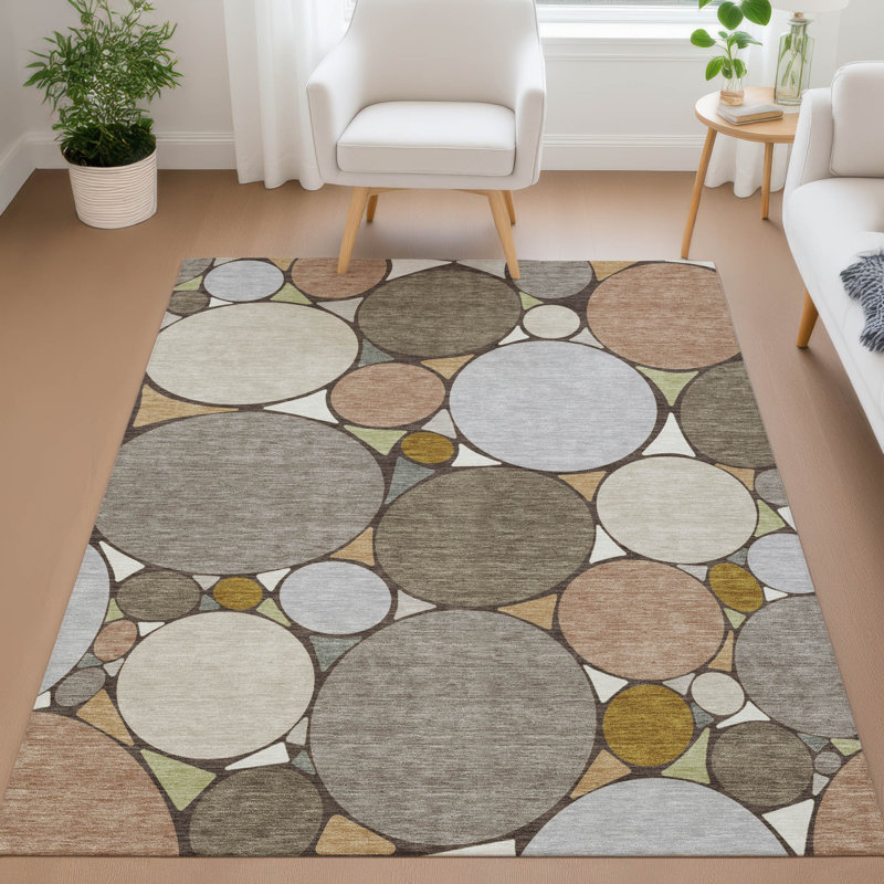 Machine Washable Indoor/Outdoor Chantille ACN2516 Geometric Rug, Taupe, Rectangle 2'6" x 3'10"