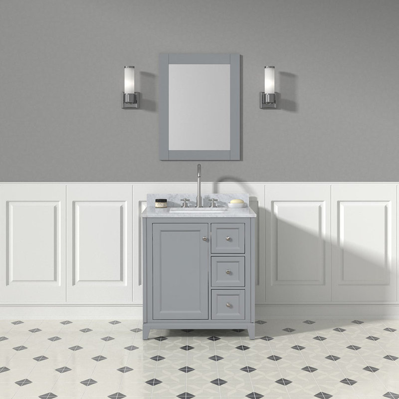 Atwell 29.13'' Single Bathroom Vanity with Carrara Marble Top, Gray