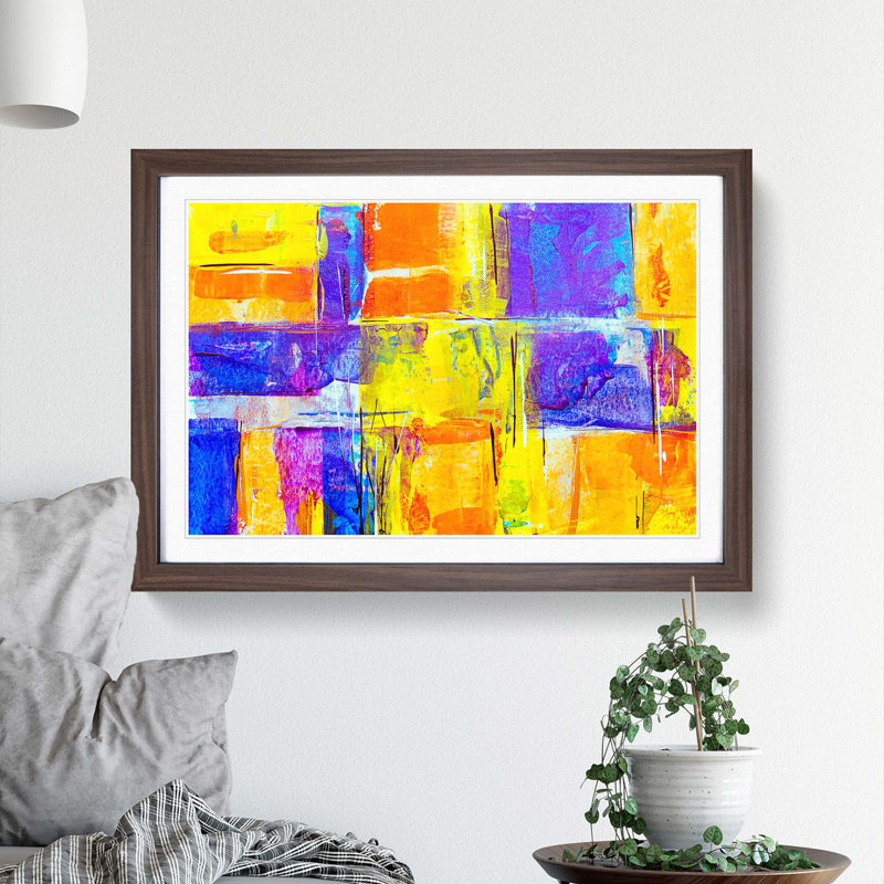 Abstract Art Painting Vol.250 by S.Johnson - Framed Print, Walnut Framed, 62cm H x 87cm W x 2cm D
