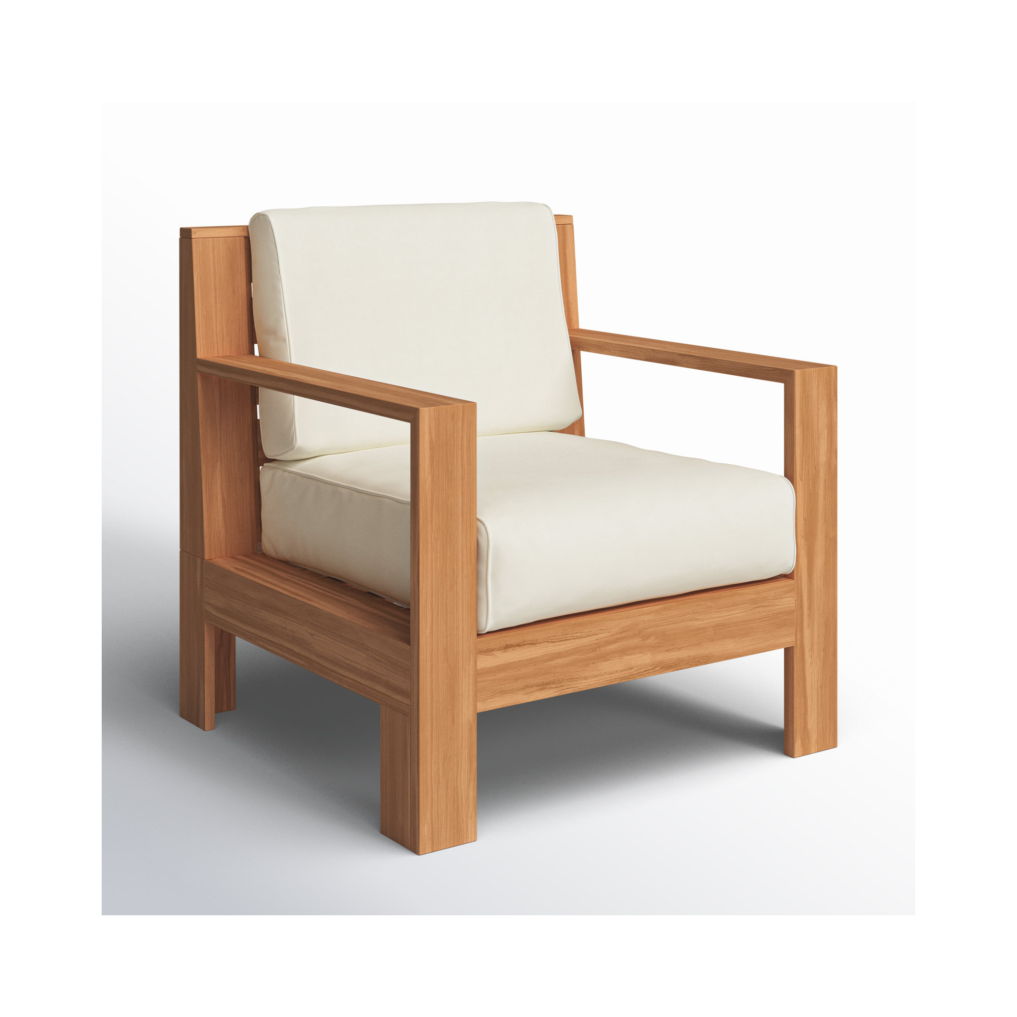 Glenlee Teak Patio Chair with Sunbrella Cushions, Canvas Vellum Sunbrella® Canvas