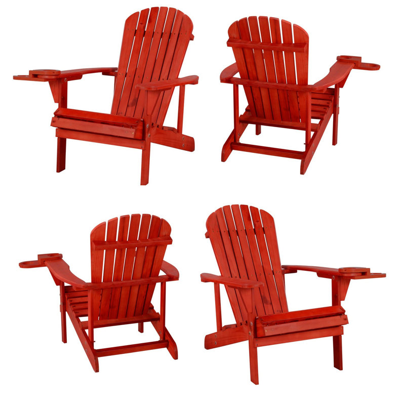 Barrand Pine Outdoor Adirondack Chair, Red