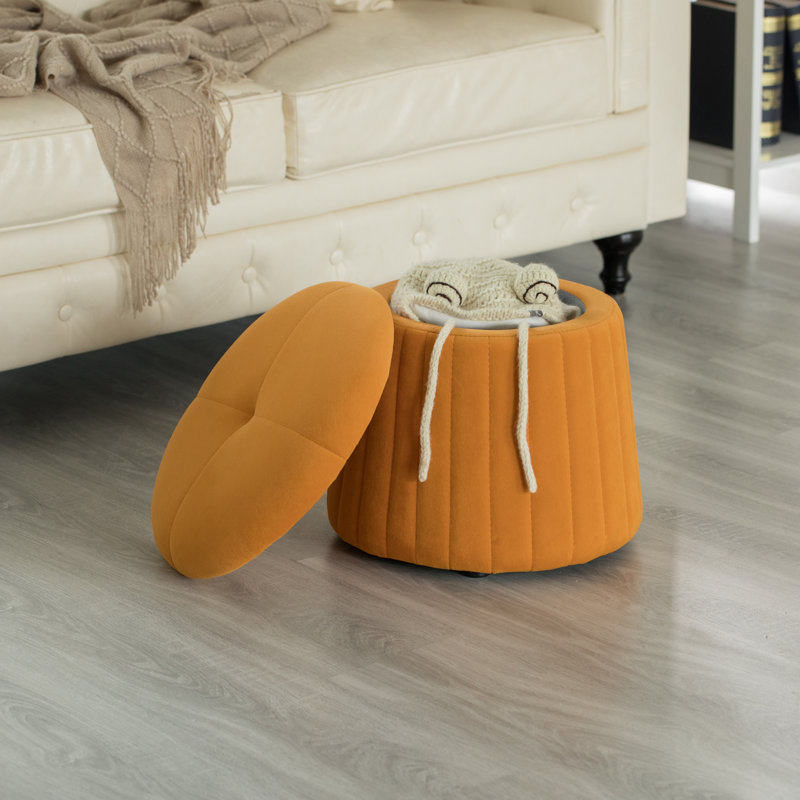 Velvet Ottoman, Mustard Velvet