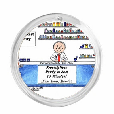 Personalized FF Round Christmas Ornament:  Pharmacist, Pharmacy Technician , Pharmacy Tech - Male