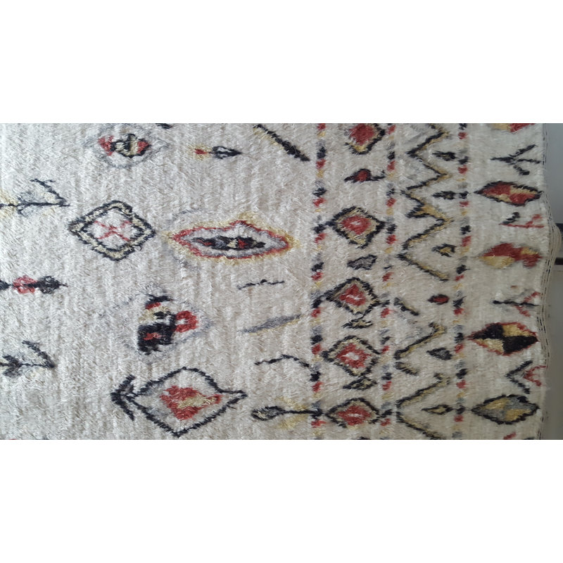 Moroccan Hand-Knotted Wool Beige/Orange Area Rug, Rectangle 8' x 10'