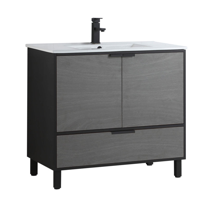 Ensemble de meuble-lavabo simple 36 po, Gris