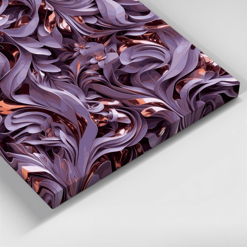 «Abstract Florals 59», art mural sur toile mauve, H 12 po x l 12 po