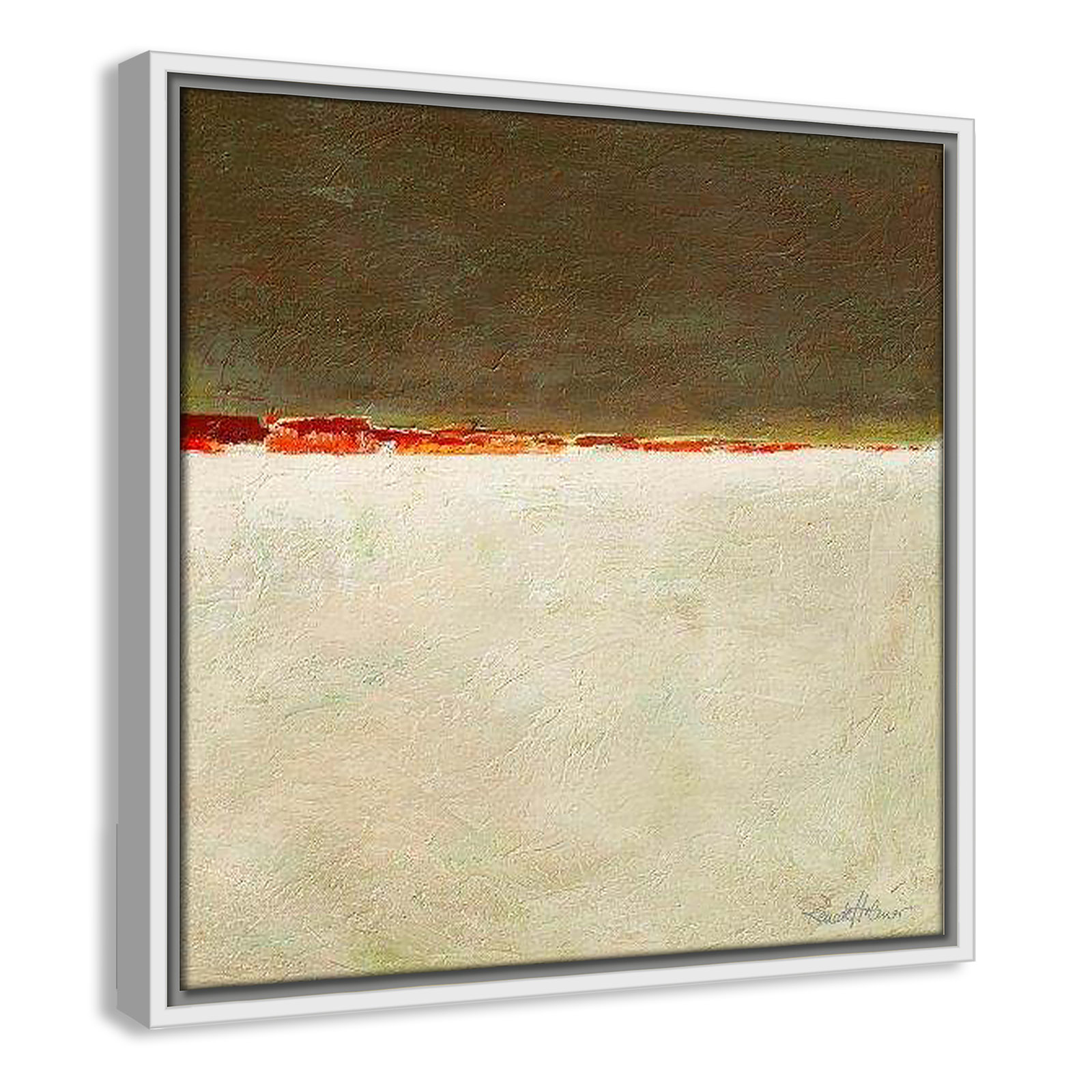 Orange Horizon I by Renate Holzner, 17.5'' H x 17.5'' W x 2'' D, White Framed