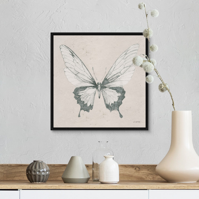 «Soft Summer Sketches V», reproduction sur toile, Cadre flottant noir, H 14 po x l 14 po x P 1,75 po