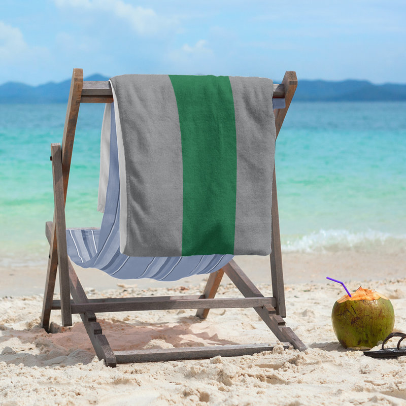 Cotton Blend Beach Towel, Silver/Green