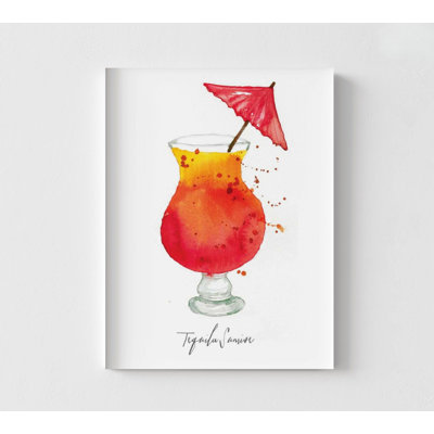 Tequila Sunrise By Sara Berrenson, Framed Tequila Poster Print, Tequila Sunrise Cocktail Print, Bar Watercolor Decor Wall Art