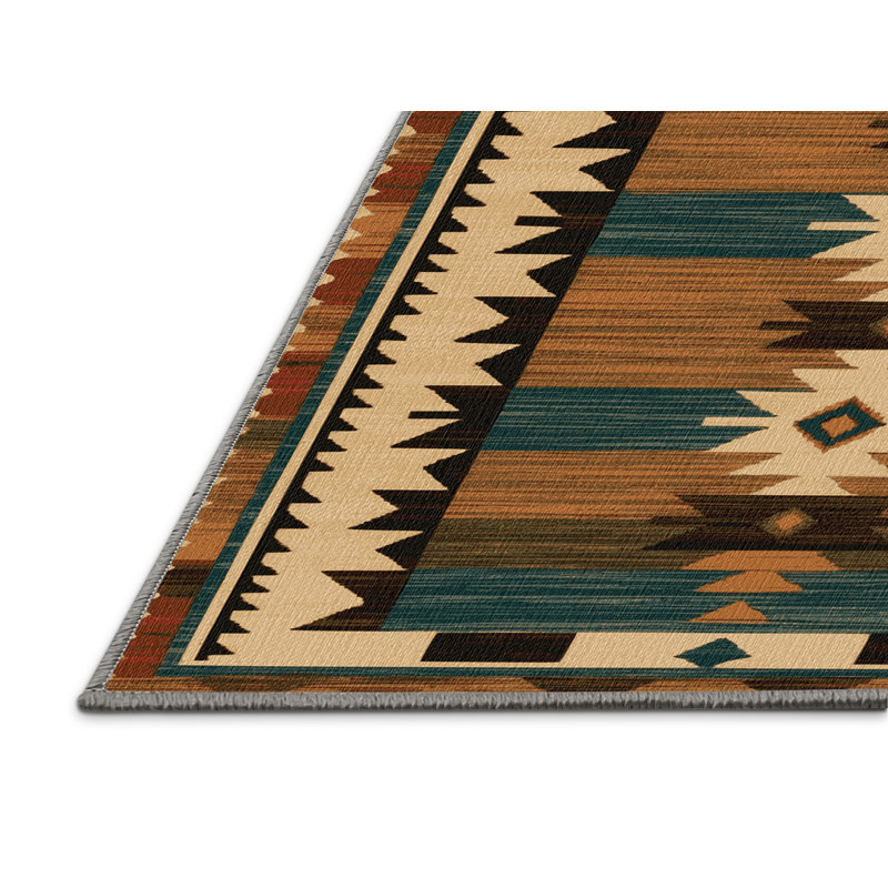  Washable Spirit Lines Southwestern Area Rug, Rectangle 6' x 9'
