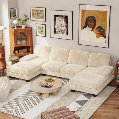 6 Seat U-Shaped Sectional Sofa, 105" Wide Modern Soft Sofa Couch with Double Chaises
