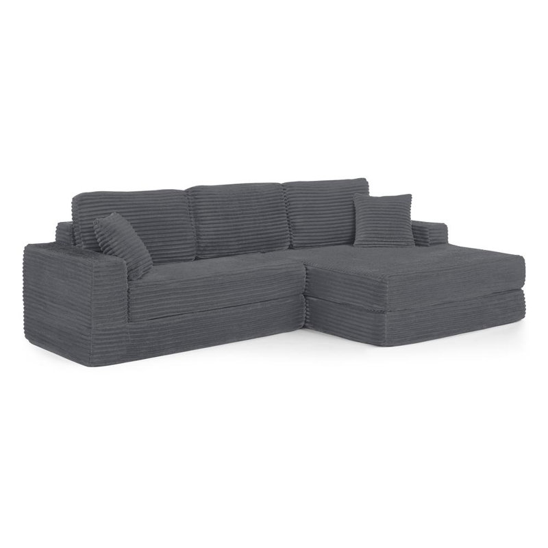 Sectional Sofa (Gray), Gray Corduroy